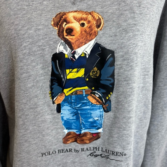 Polo Ralph Lauren Bear Print Stretch Cotton Sweatshirt Size XL - Picture 6 of 12